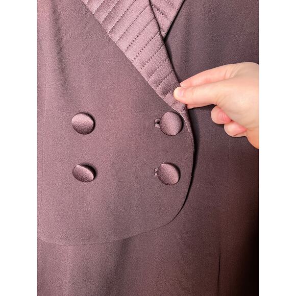 1960s Travilla Chocolate Brown Monroe Quilted Hollywood Tuxedo Blazer Dress M - Picture 4 of 7